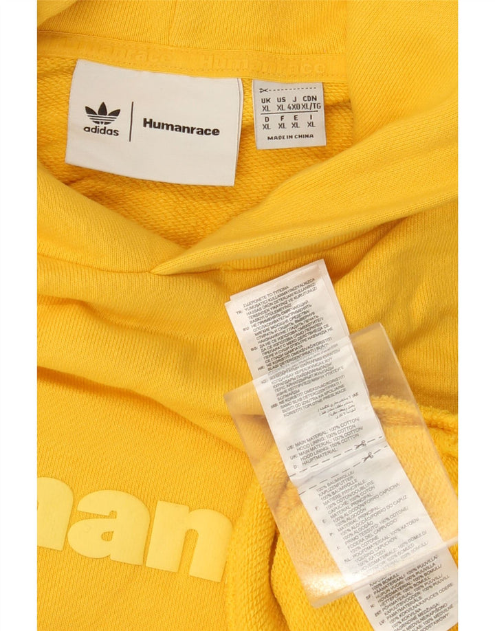 ADIDAS Herre Humanrace Grafisk Hoodie Jumper XL Gul Bomuld