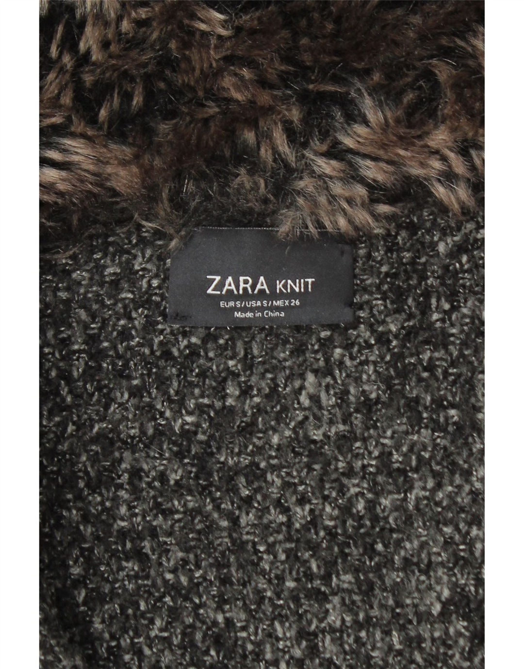 Zara Dame Oversized Knit Overcoat UK 10 Small Black Flecked Acryl