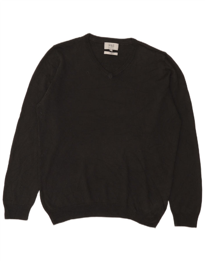 Marks & Spencer Herre V-hals sweater Stor sort akryl