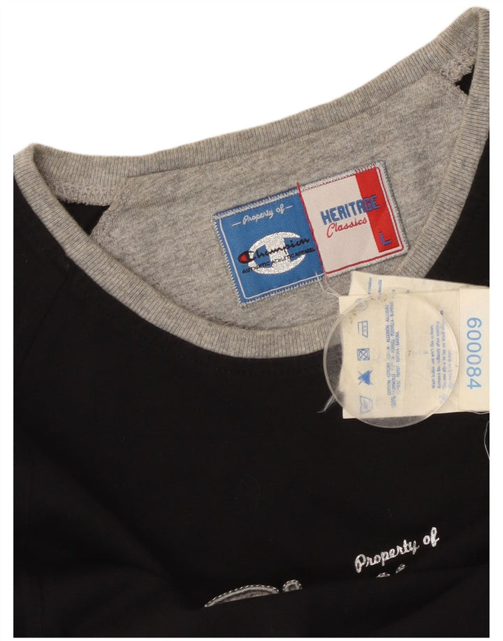 CHAMPION Dame Grafisk Top Langærmet UK 14 Large Sort