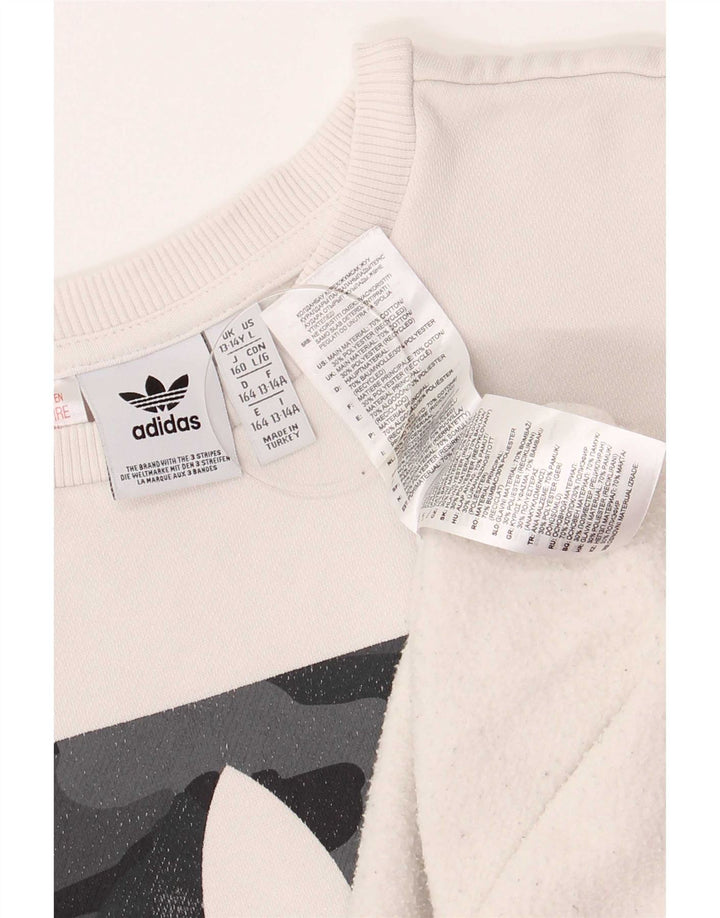 Adidas Boys Graphic Sweatshirt Jumper 13-14 år Hvid Bomuld