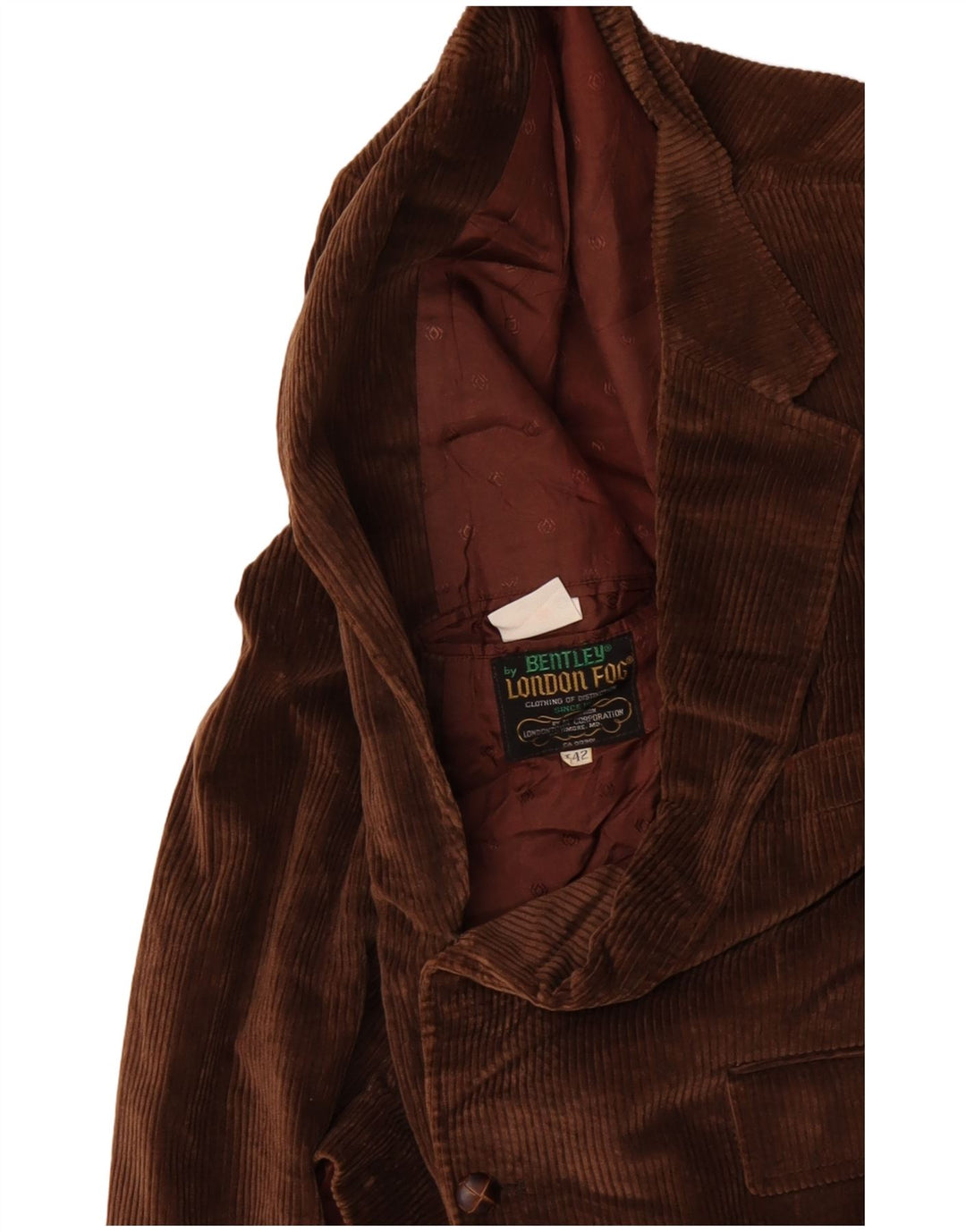 LONDON FOG Herre 2-knaps Corduroy blazerjakke EU 42 XL Brun bomuld