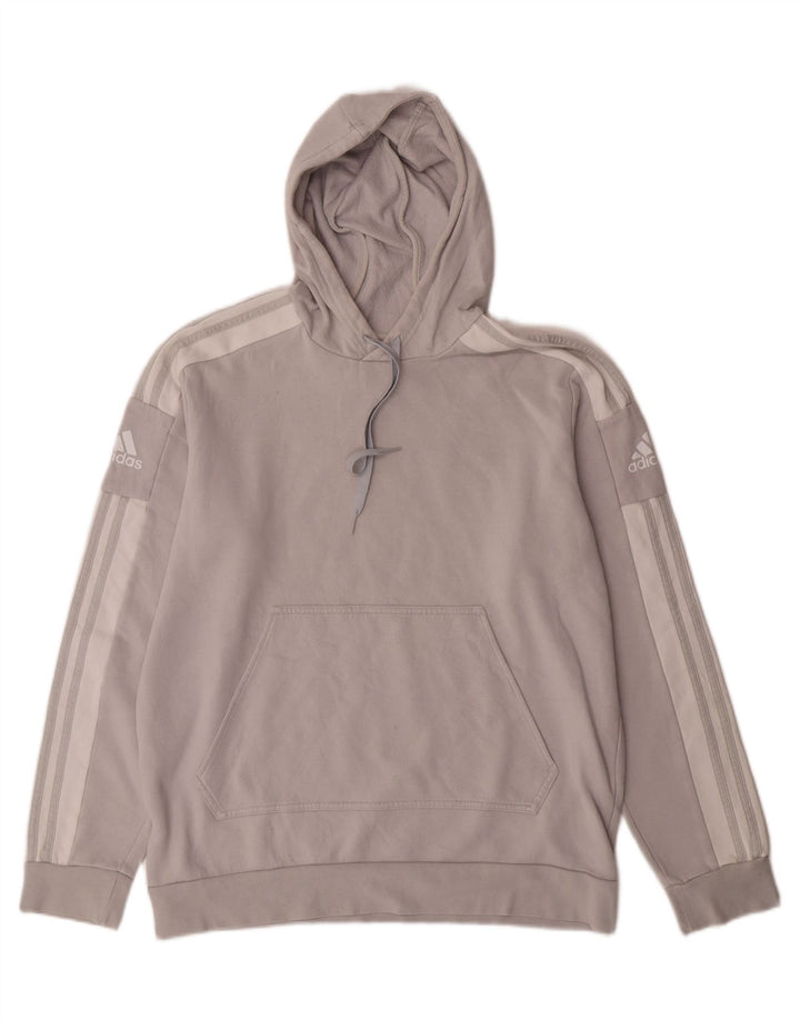 ADIDAS Mens Graphic Hoodie Jumper Large Grey Cotton