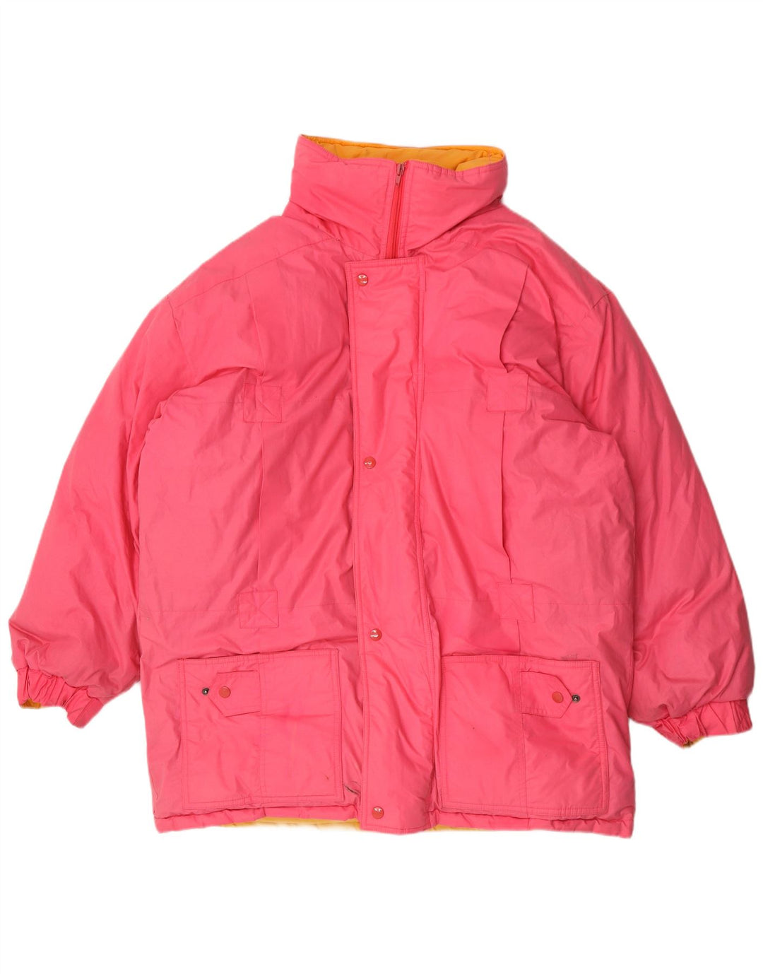 Vintage herre hætte polstret frakke UK 42 XL Pink Polyester
