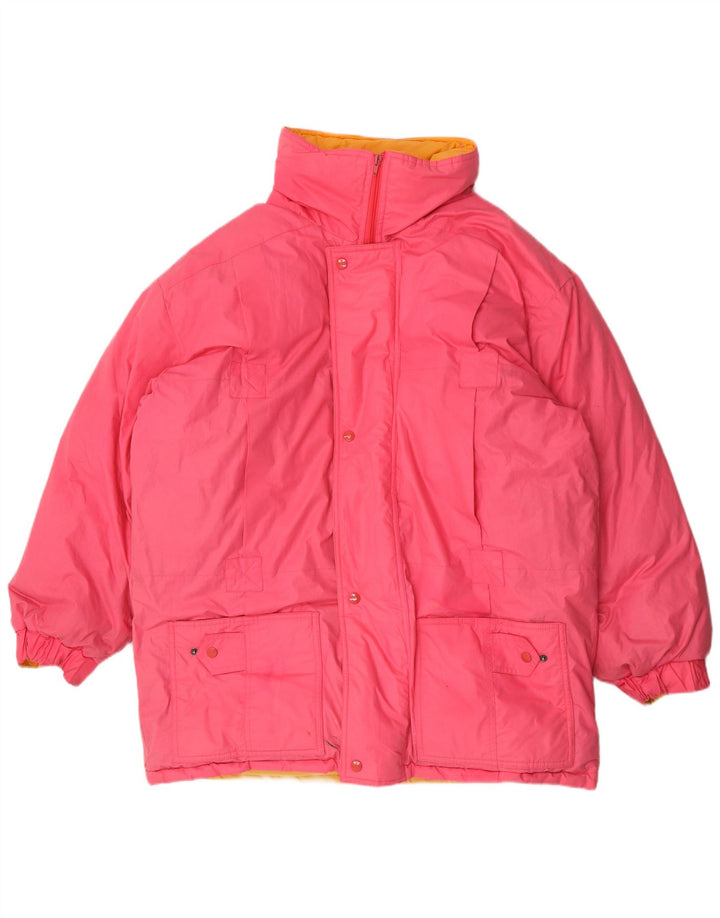 Vintage herre hætte polstret frakke UK 42 XL Pink Polyester