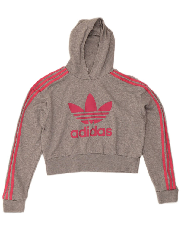 Adidas Graphic Crop hættetrøje til piger 13-14 år Grå bomuld Sports