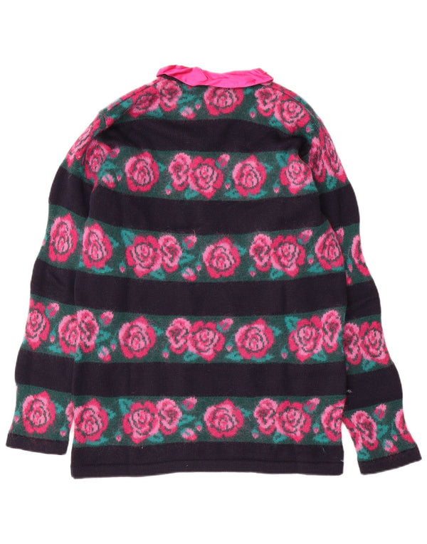 Maurice Abot Dame Polo Neck Jumper Sweater IT 42 Medium Pink Blomsteruld