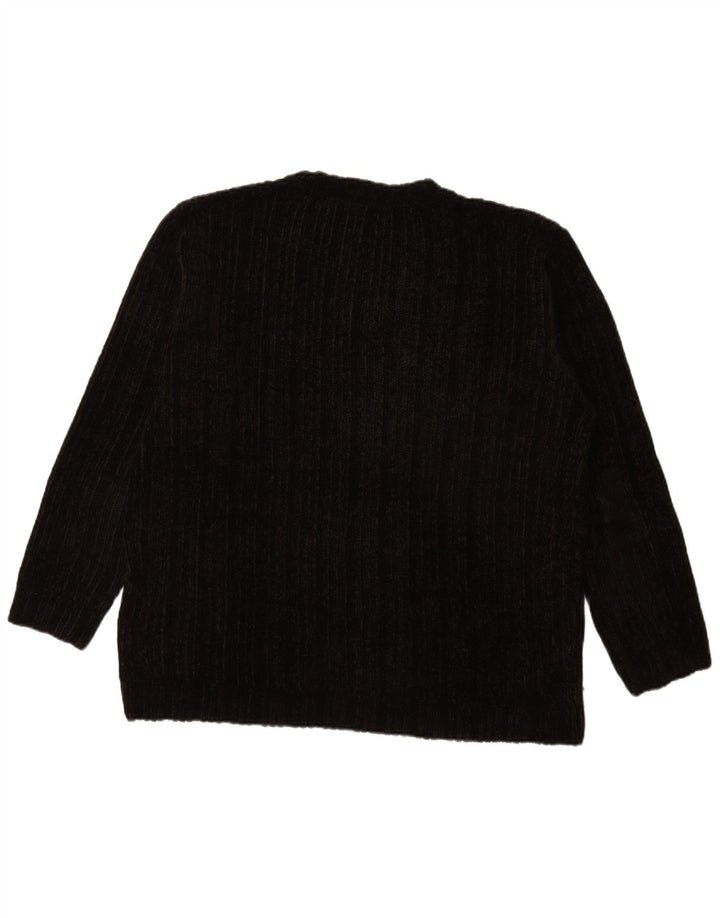 Vintage herre V-hals sweater XL sort akryl