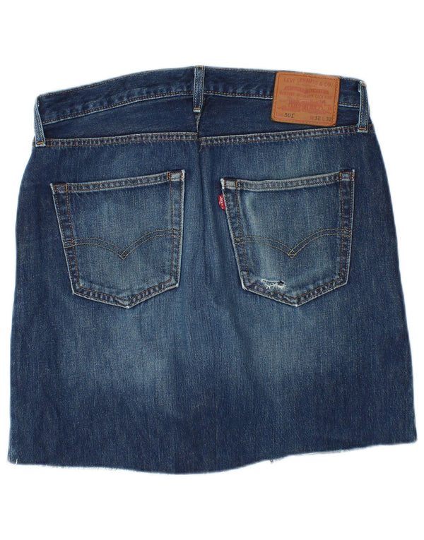 LEVI'S Dame 501 denimnederdel W32 Stor Blå Bomuld