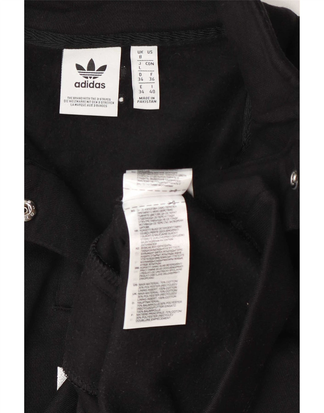 Adidas Dame Oversized Crop Button Neck Sweatshirt Jumper UK 8 Small Black