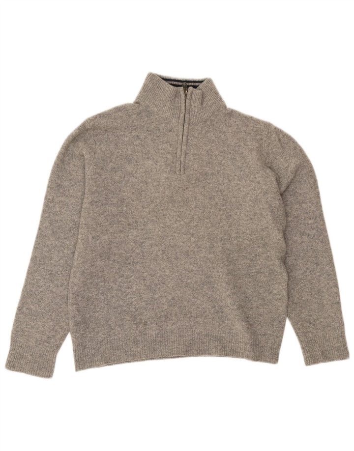 Boden Dame Zip Neck Jumper Sweater UK 14 Medium Grey Flecked Wool