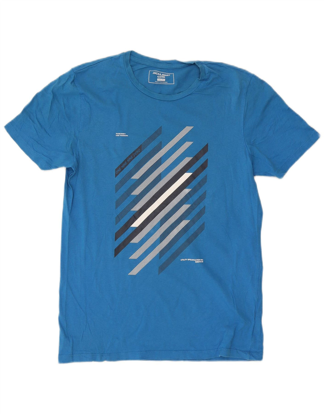 Jack & Jones Herre Slim Fit Grafisk T-Shirt Top Stor Blå Bomuld