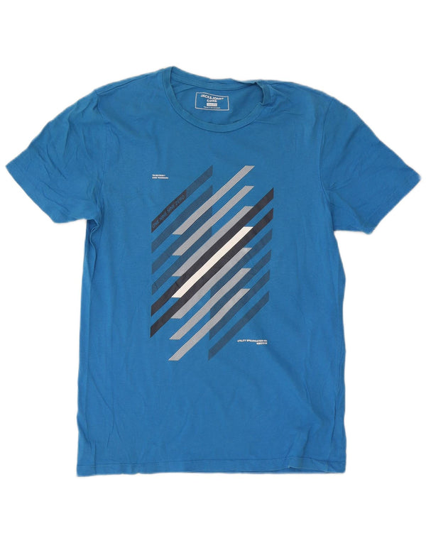 Jack & Jones Herre Slim Fit Grafisk T-Shirt Top Stor Blå Bomuld