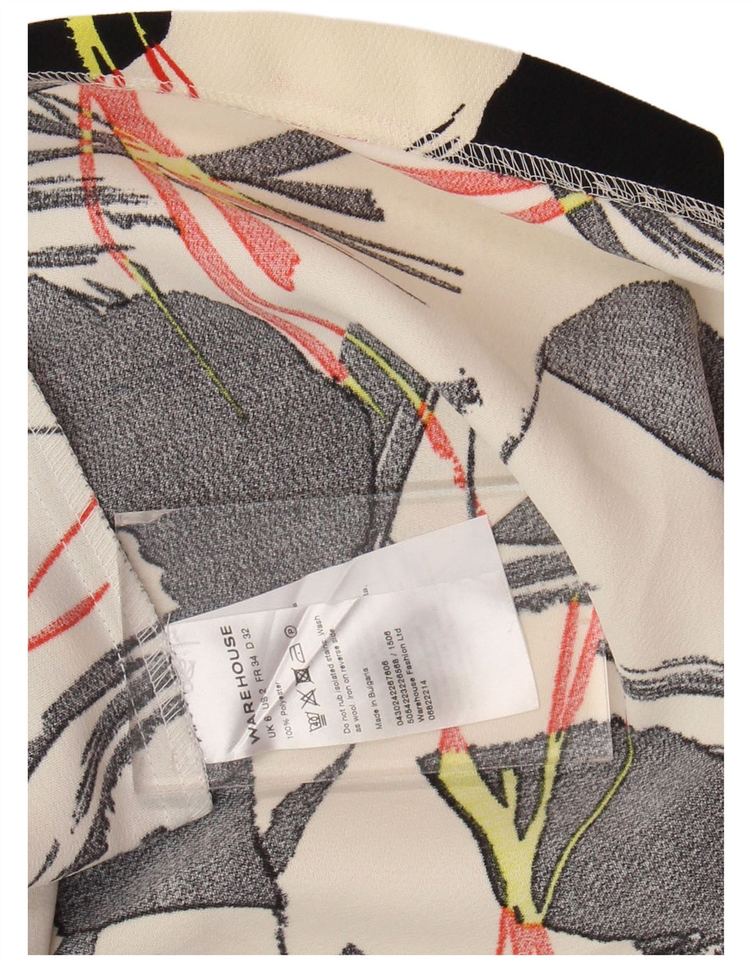 WAREHOUSE Dame A-Line nederdel UK 6 XS W25 Off White Floral Polyester