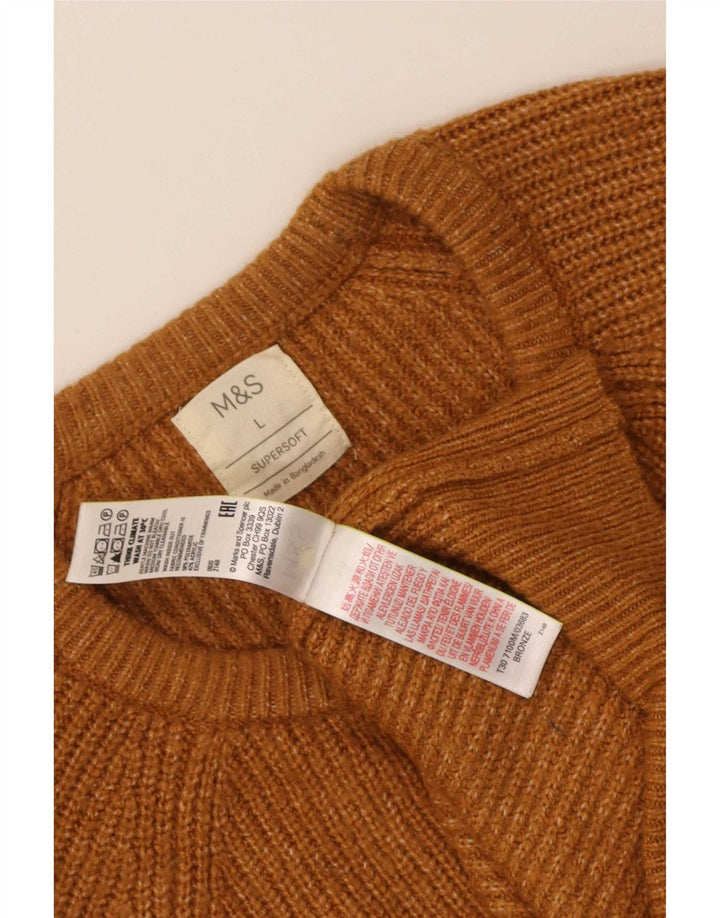 Marks & Spencer Herre sweater med rund hals, stor brun polyamid