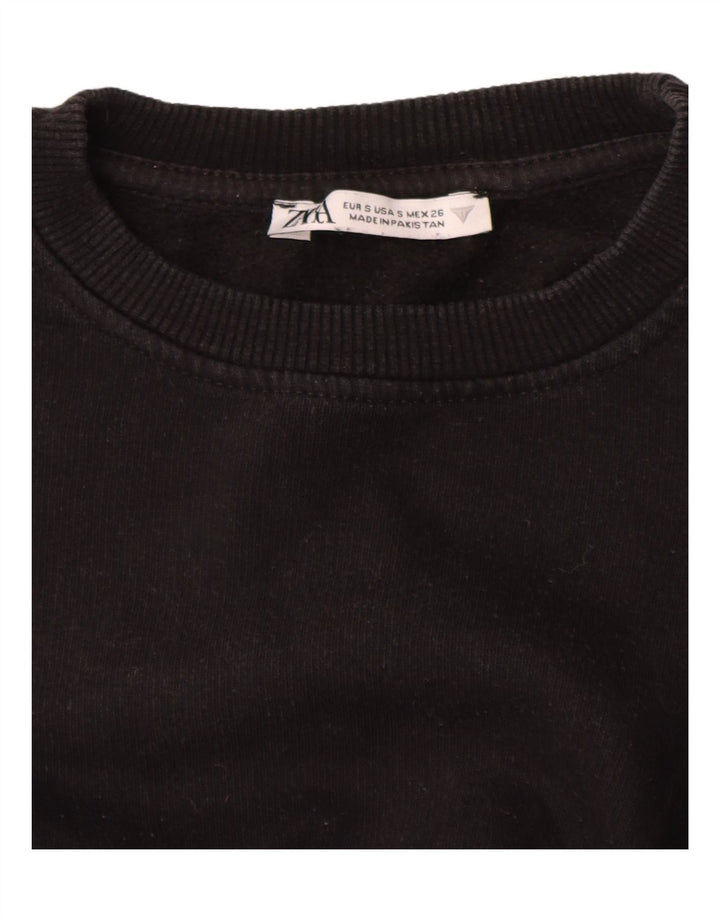 Zara Womens Crop Sweatshirt Jumper UK 10 Small Black