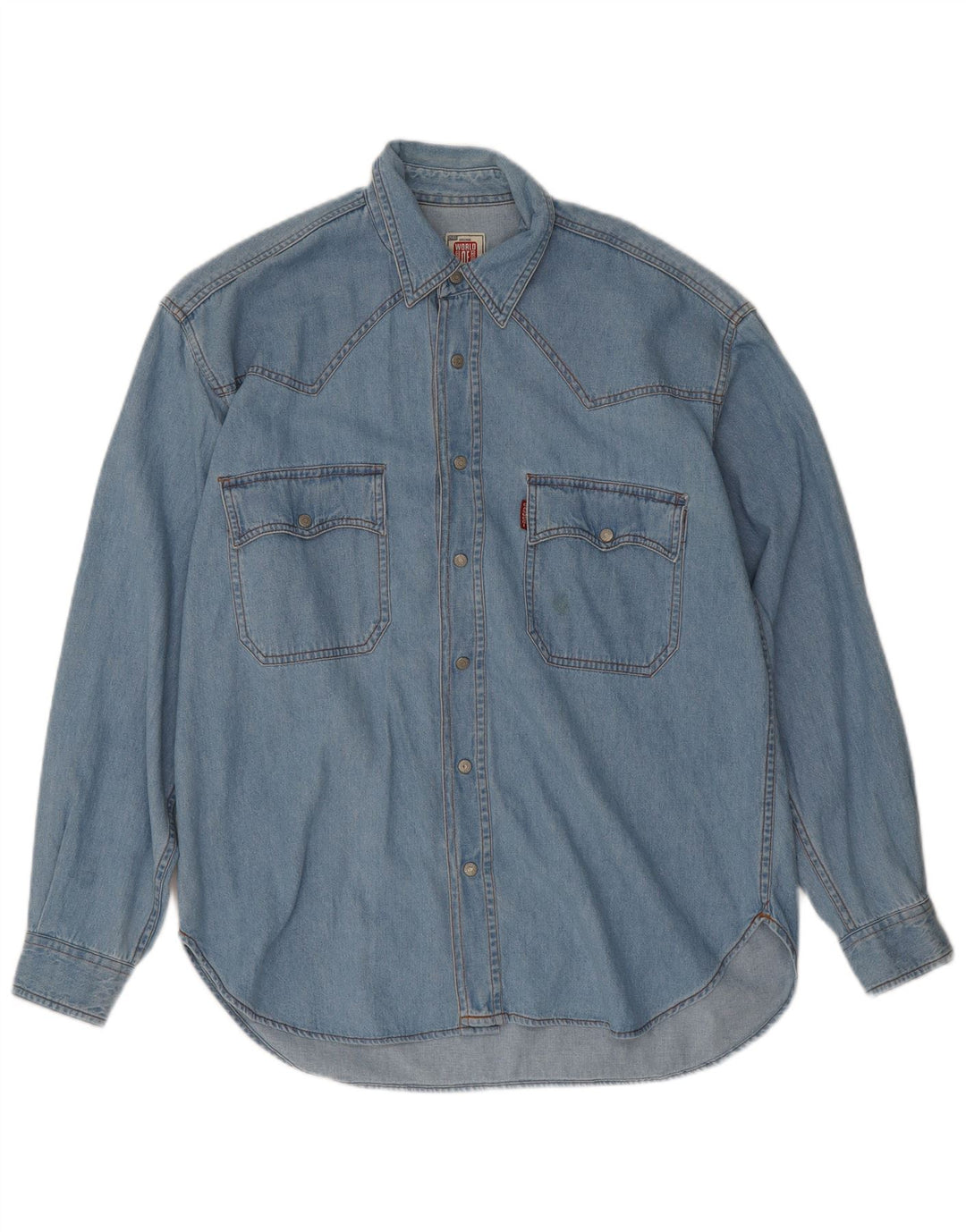 Casucci Herre Denim skjorte Medium Blue Bomuld
