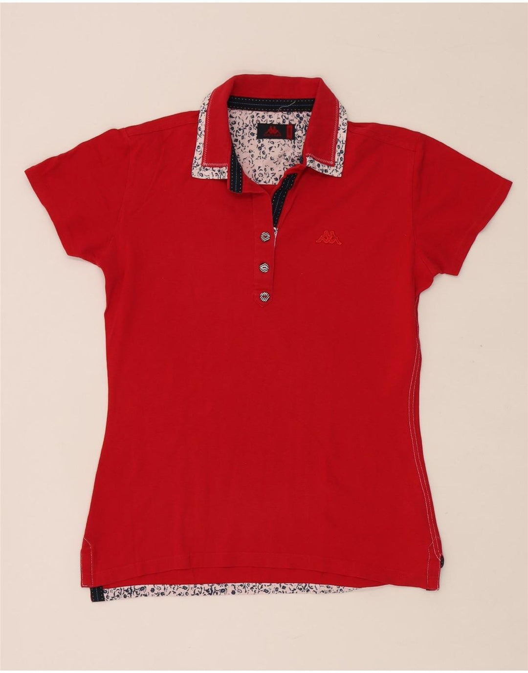 Kappa Dame Polo Shirt UK 14 Stor Rød Bomuld