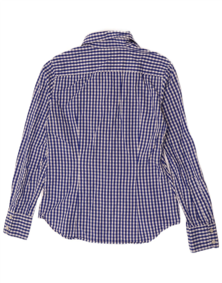 Benetton Womens Shirt UK 10 Small Navy Blue Gingham