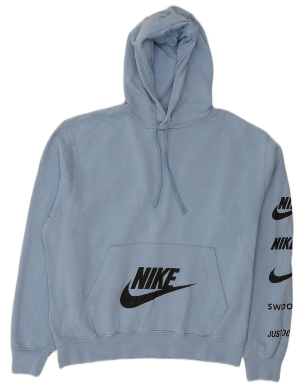 Nike Herre Swoosh Grafisk Loose Fit Hættetrøje Jumper Medium Blå Bomuld