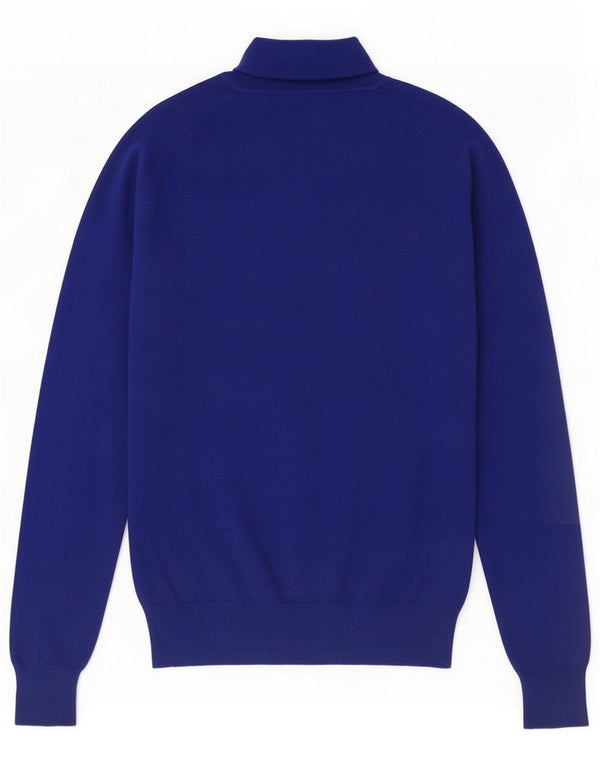 Zara Womens Roll Neck Jumper Sweater UK 16 Large Blue Cotton