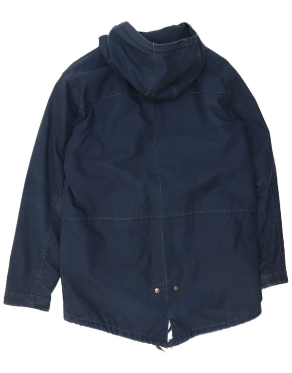 Carhartt Herre Hooded Parka Jacket UK 42 XL Navy Blue Polyester