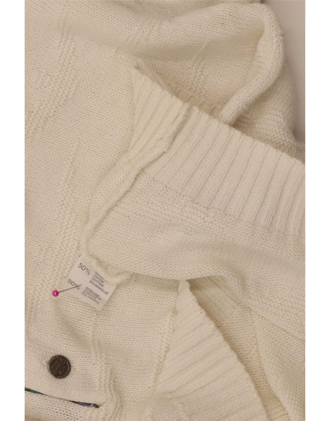 Vintage herre polo hals sweater medium hvid
