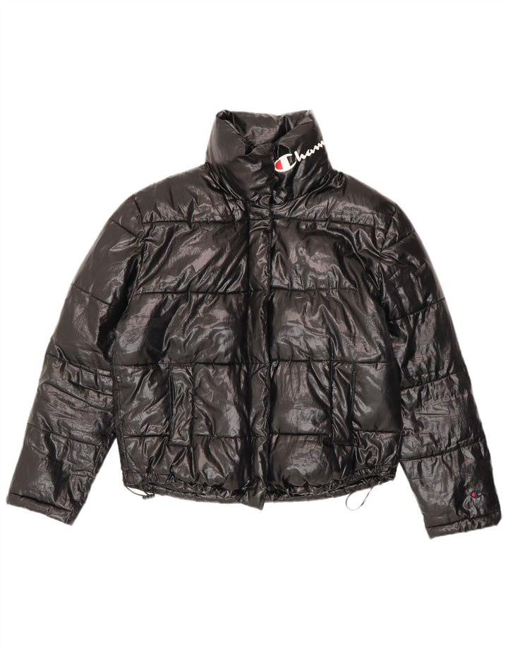 Champion Kvinder grafisk oversize polstret jakke UK 10 Lille sort polyester