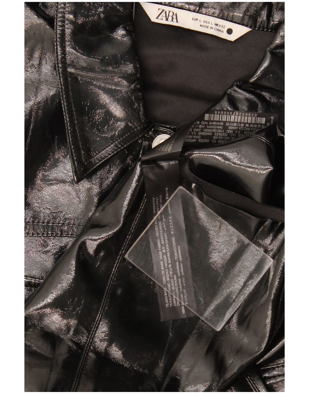 Zara Dame Overfrakke UK 16 Stor Sort Polyester