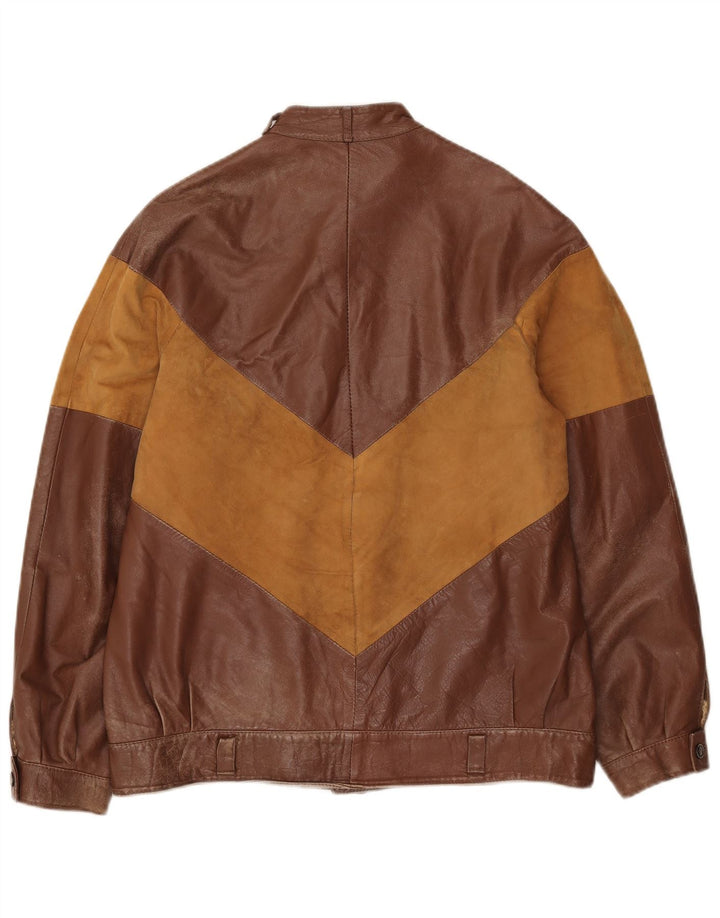 Vintage herre læderjakke IT 52 XL Brun Colourblock