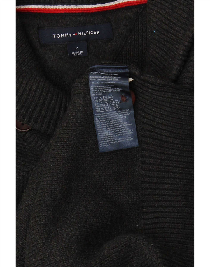 Tommy Hilfiger Herre Shawl Neck Jumper Sweater Medium Grå Bomuld