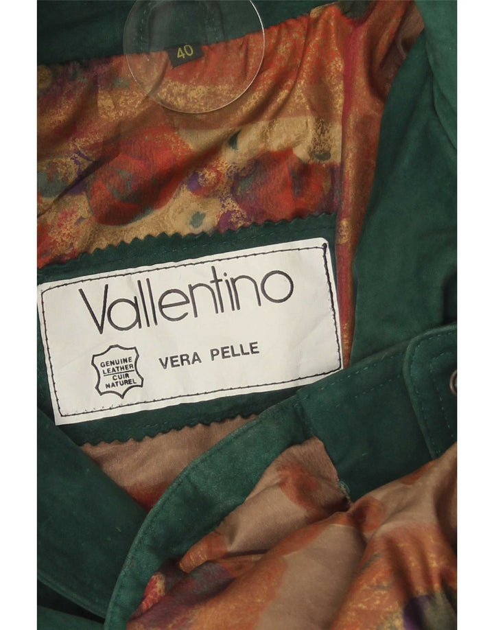 Vintage Dame Ruskind Oversized Parka Jacket IT 40 Lille Grønt Læder