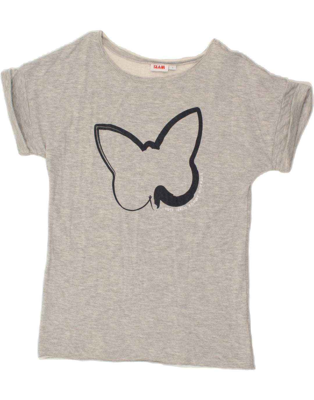 SLAM Womens Graphic T-Shirt Top UK 10 Small Grey Cotton Vintage Slam and Second-Hand Slam from Messina Hembry 