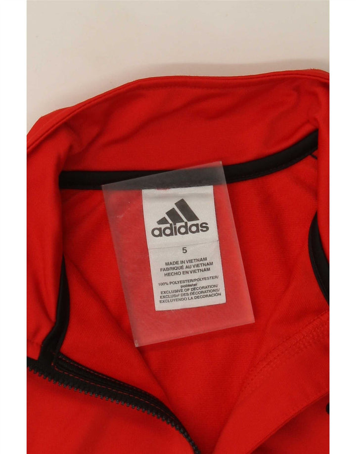 Adidas Drenge Træningsdragt Topjakke 4-5 År Rød Colourblock Polyester