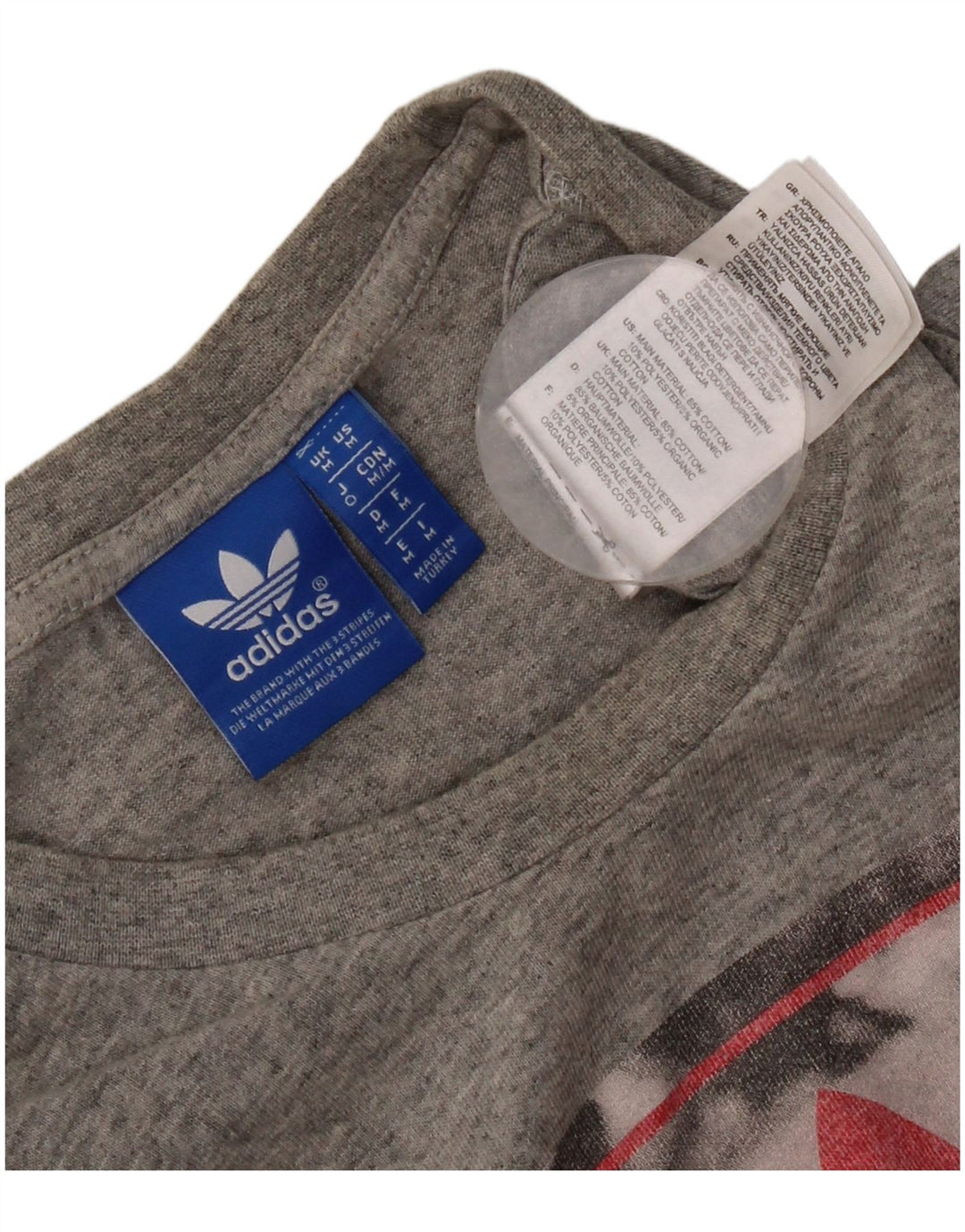 Adidas Herre grafisk T-shirt Top Medium Grey Flecked Bomuld