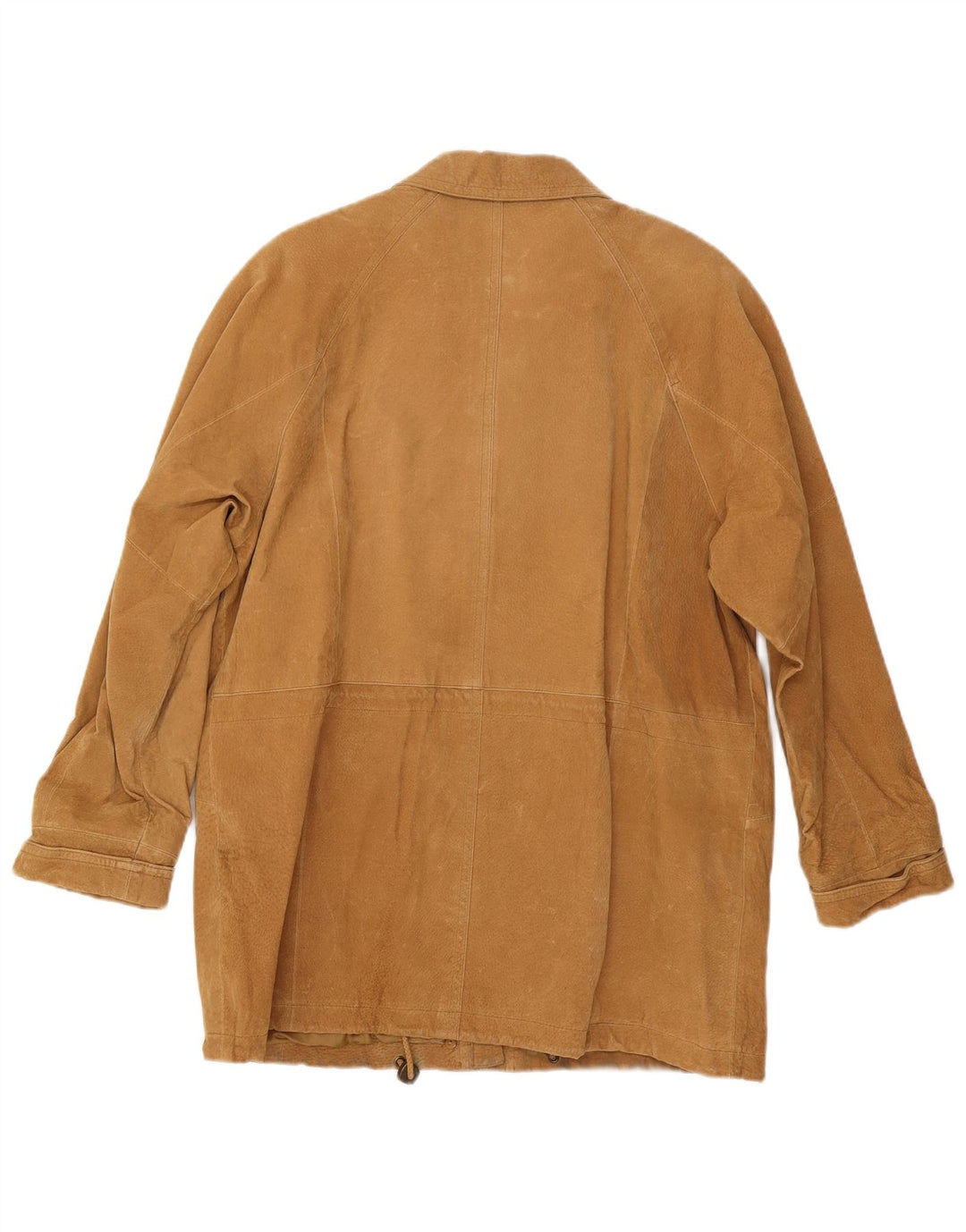Vintage Dame Oversized Ruskind Overfrakke UK 16 Large Beige Læder