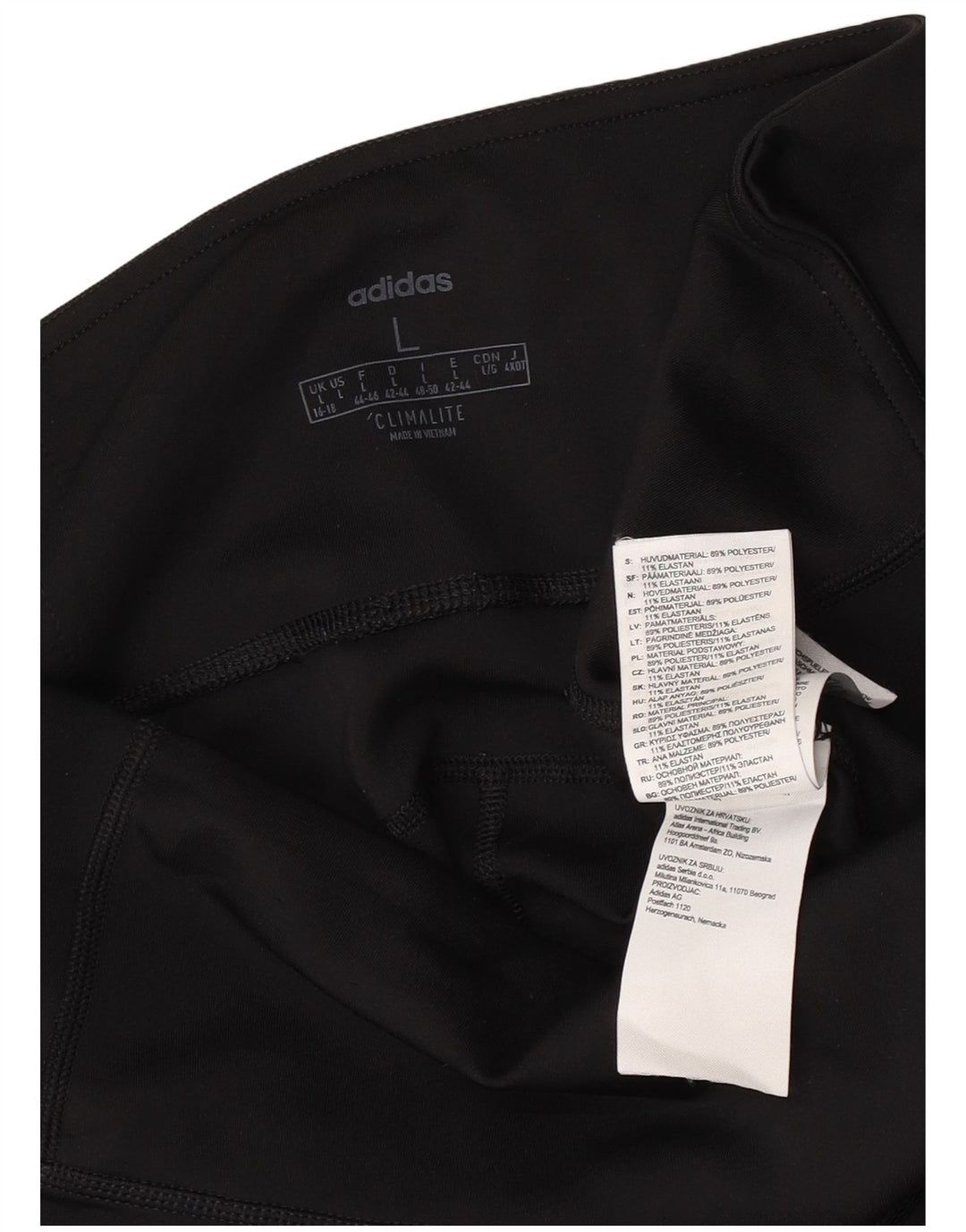 ADIDAS Womens Climalite Crop Leggings UK 16/18 Large Black Polyester