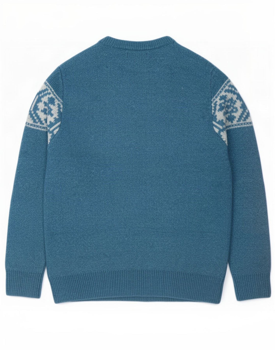 Marks & Spencer Herre Boat Neck Jumper Sweater Medium Blue Fair Isle Akryl