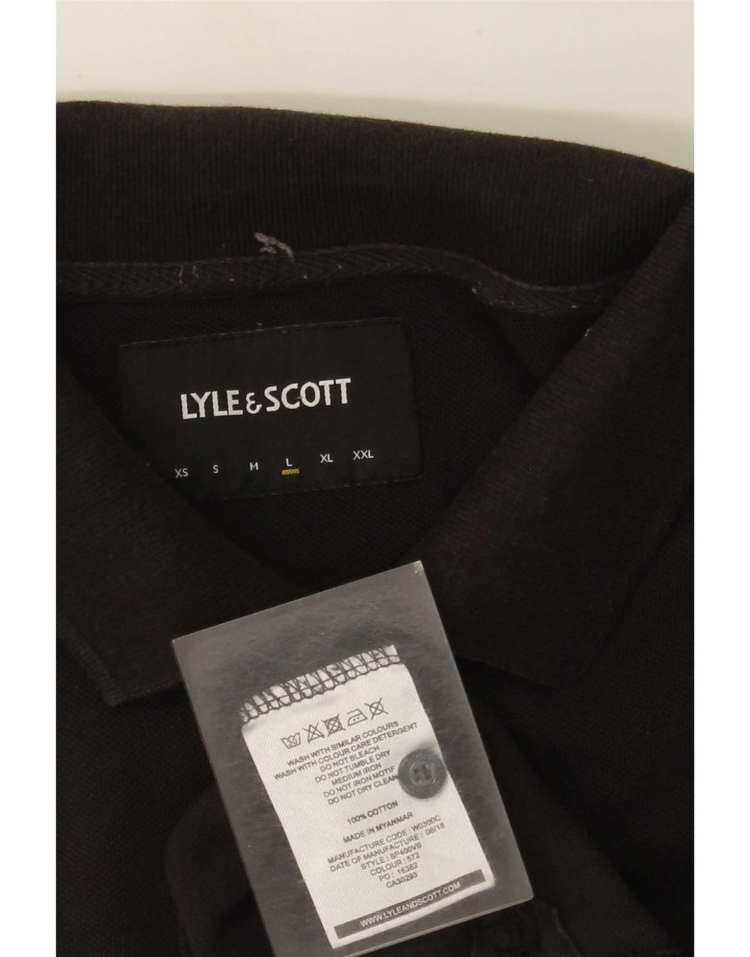 Lyle & Scott herre poloskjorte stor sort bomuld
