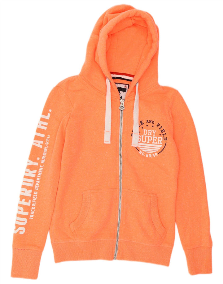 SUPERDRY Dame grafisk hættetrøje Sweater UK 10 Small Orange Flecked