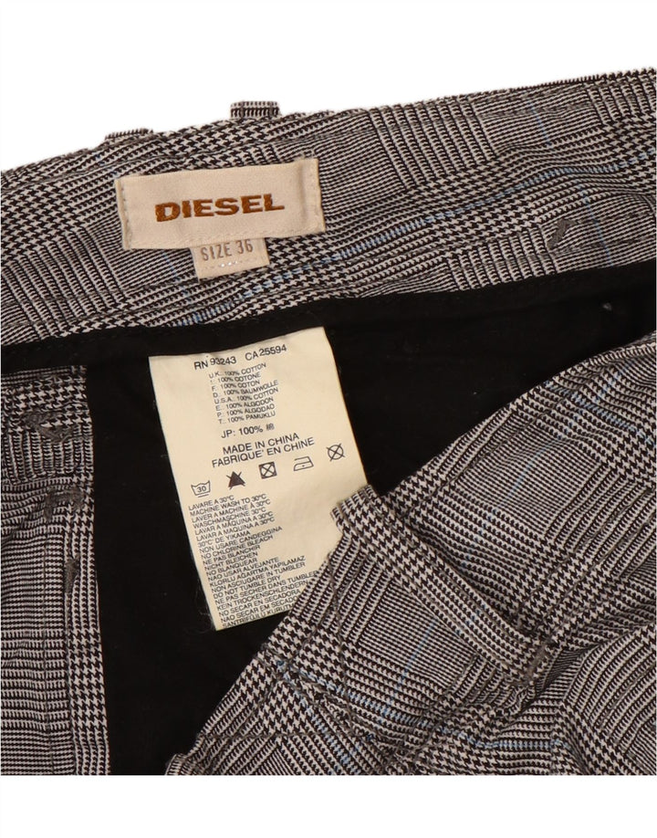 Diesel Herre Cargo Shorts W36 Large Grå Houndstooth Bomuld