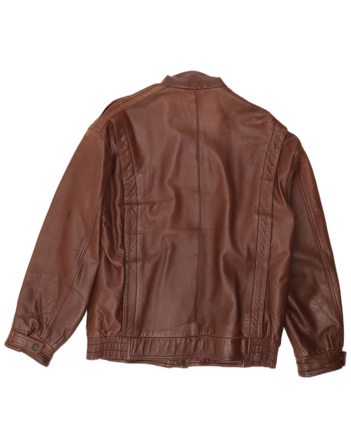 NOBLE Herre Loose Fit Læderjakke EU 44 XS Brunt Læder