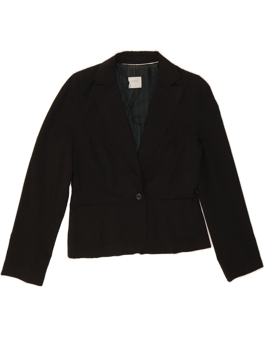 OASIS Womens 1 Button Blazer Jacket UK 12 Medium Black Polyester Vintage Oasis and Second-Hand Oasis from Messina Hembry 
