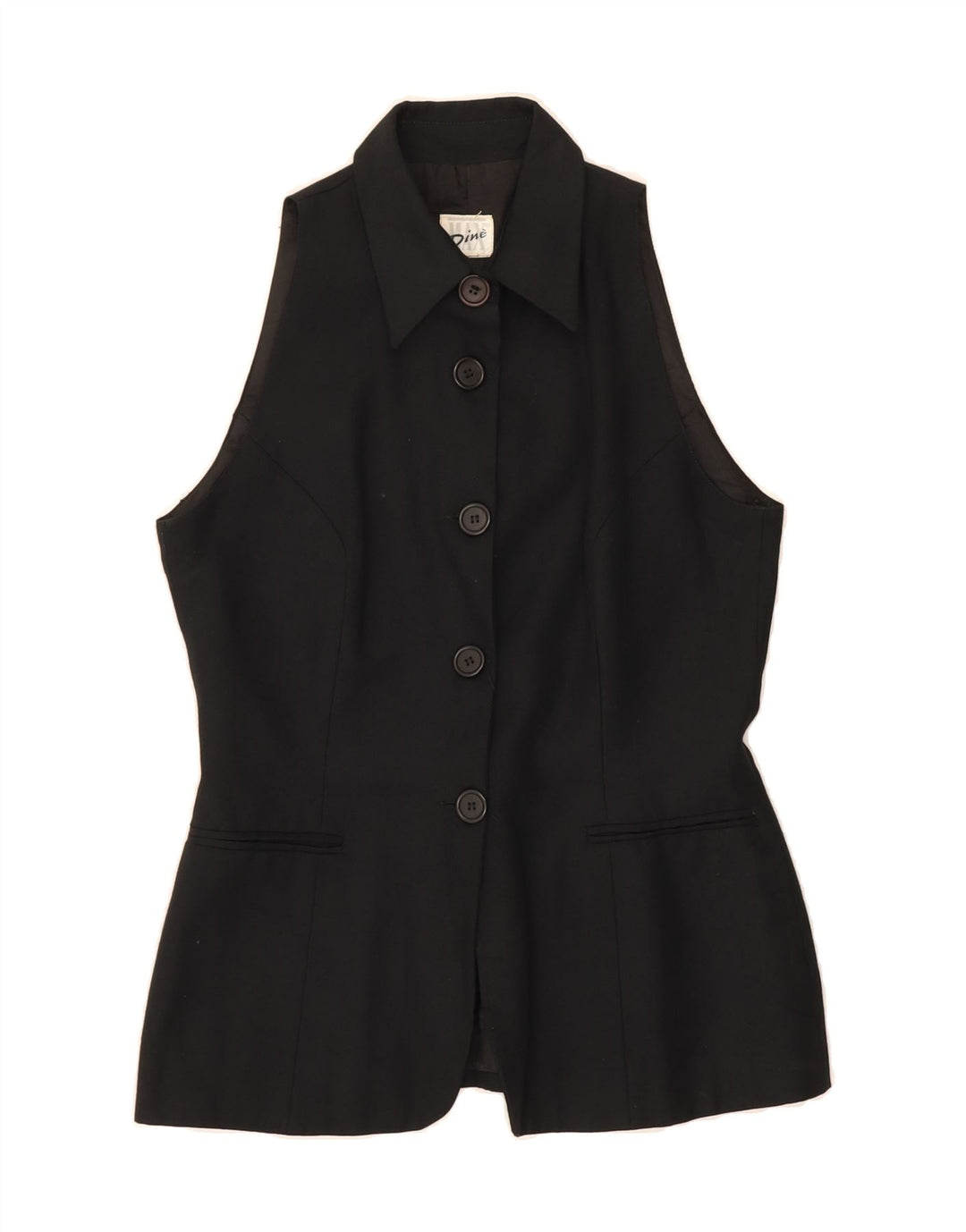 MAX DINE Womens 5 Button Sleeveless Blazer Jacket IT 44 Medium Black Vintage Max Dine and Second-Hand Max Dine from Messina Hembry 
