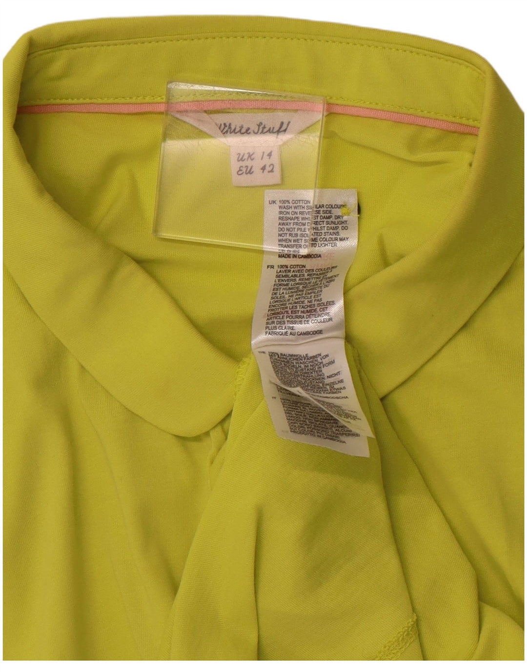 WHITE STUFF Kortærmet skjortebluse til kvinder UK 14 Mellemgrøn bomuld