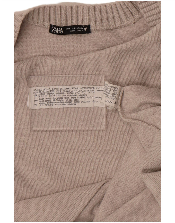 Zara Dame Oversized Crew Neck Jumper Sweater UK 16 Large Grå Polyester