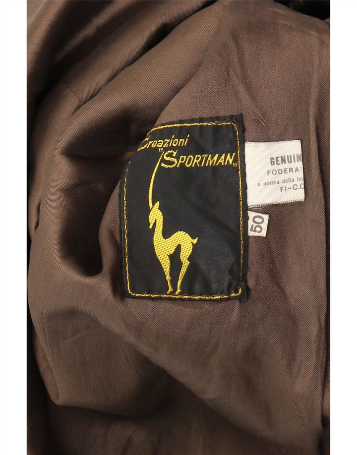 VINTAGE Læderfrakke til mænd IT 50 Stor brunt læder