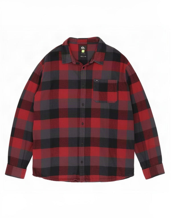 Quiksilver Mens Regular Fit Flannel Shirt 2XL Red Check Cotton