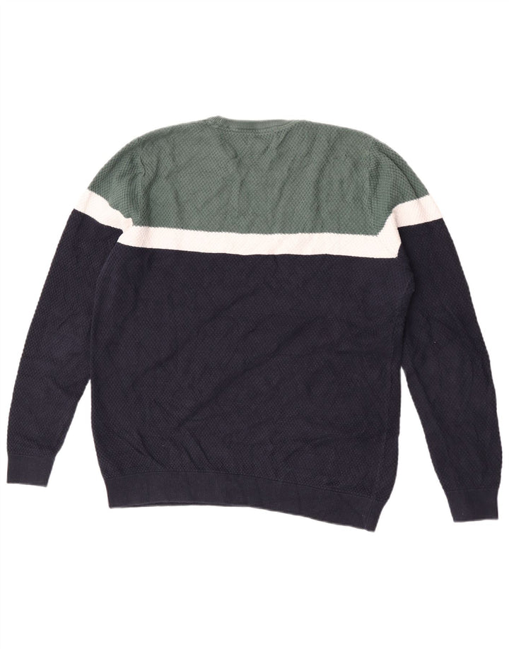 Marks & Spencer Herre sweater med rund hals, medium marineblå farveblok