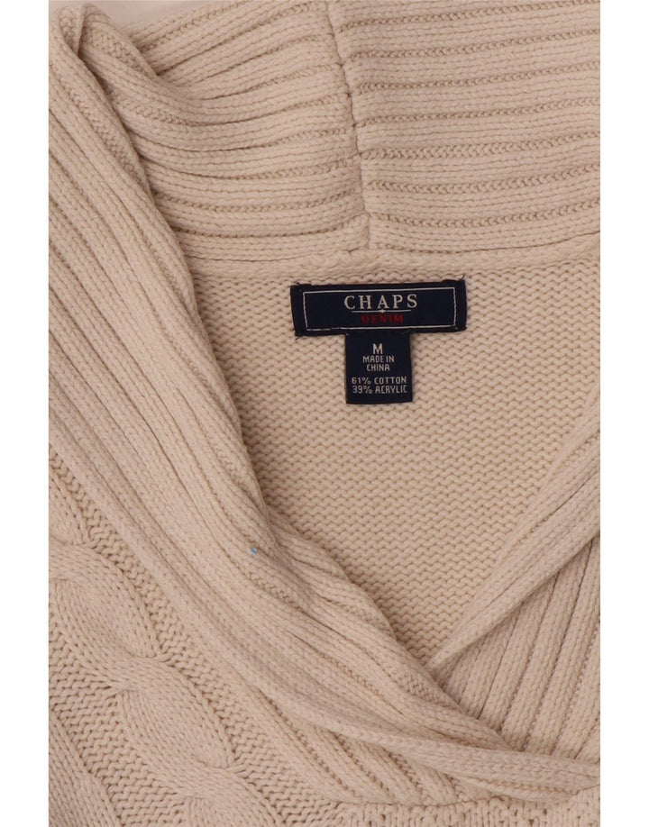 Chaps Dame Shawl Neck Jumper Sweater UK 12 Medium White Bomuld